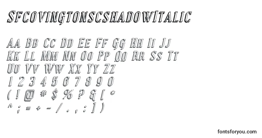 A fonte SfcovingtonscshadowItalic – alfabeto, números, caracteres especiais