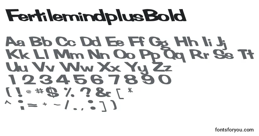 Czcionka FertilemindplusBold – alfabet, cyfry, specjalne znaki