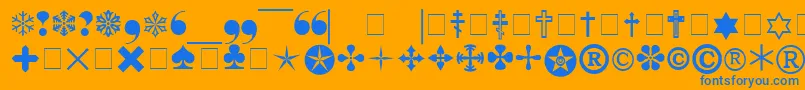 Pigraphb-Schriftart – Blaue Schriften auf orangefarbenem Hintergrund