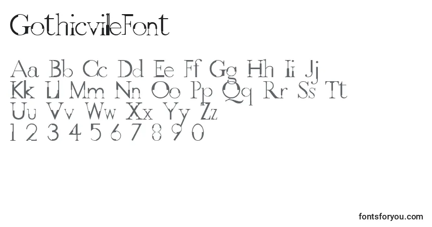 Schriftart GothicvilleFont – Alphabet, Zahlen, spezielle Symbole