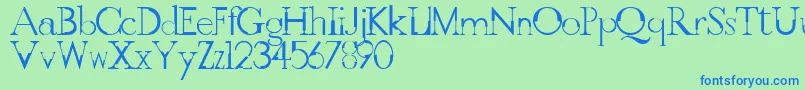 GothicvilleFont-Schriftart – Blaue Schriften auf grünem Hintergrund
