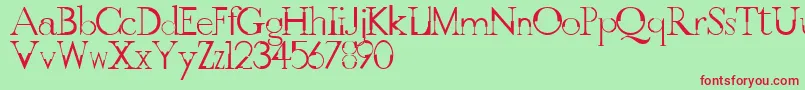 フォントGothicvilleFont – 赤い文字の緑の背景