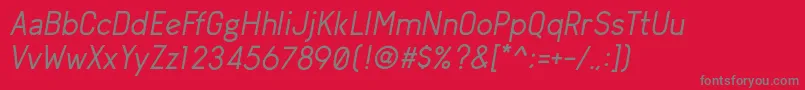 Czcionka ArvinRegularItalic – szare czcionki na czerwonym tle