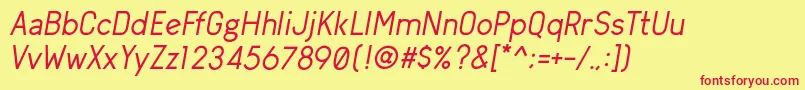 ArvinRegularItalic Font – Red Fonts on Yellow Background