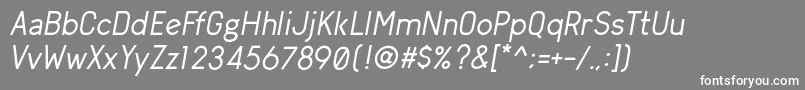 Fonte ArvinRegularItalic – fontes brancas em um fundo cinza