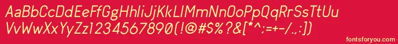 フォントArvinRegularItalic – 黄色の文字、赤い背景