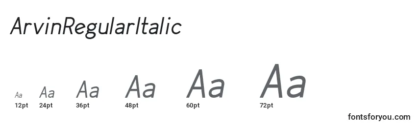 Größen der Schriftart ArvinRegularItalic