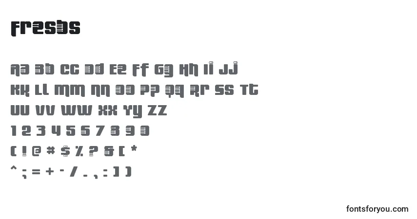 Schriftart Fresbs – Alphabet, Zahlen, spezielle Symbole