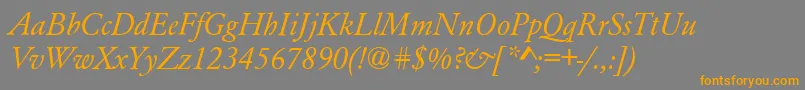 AzgaramondcttItalic-Schriftart – Orangefarbene Schriften auf grauem Hintergrund