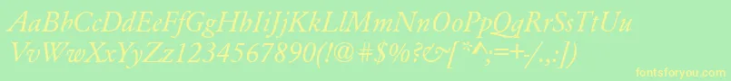 AzgaramondcttItalic Font – Yellow Fonts on Green Background