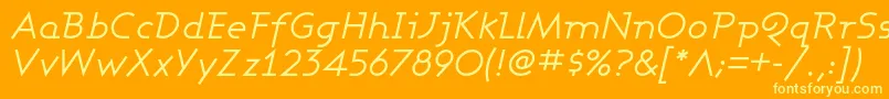 Ashbbi-Schriftart – Gelbe Schriften auf orangefarbenem Hintergrund