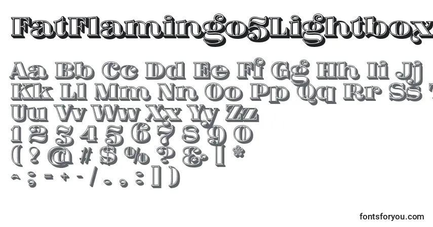 Czcionka FatFlamingo5Lightbox – alfabet, cyfry, specjalne znaki