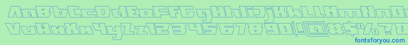 フォントTransformationHollow – 青い文字は緑の背景です。