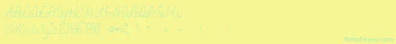 PrimadonaItalic-fontti – vihreät fontit keltaisella taustalla