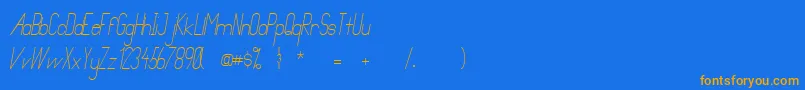 Weitere Informationen zur PrimadonaItalic-Schriftart PrimadonaItalic-Schriftart – Orangefarbene Schriften auf blauem Hintergrund
