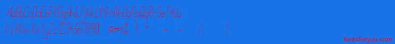 PrimadonaItalic-Schriftart – Rote Schriften auf blauem Hintergrund