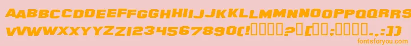 HollywoodHillsExpandedItalic-Schriftart – Orangefarbene Schriften auf rosa Hintergrund