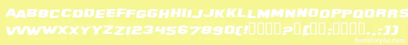 フォントHollywoodHillsExpandedItalic – 黄色い背景に白い文字