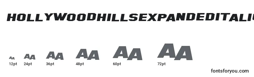 Размеры шрифта HollywoodHillsExpandedItalic