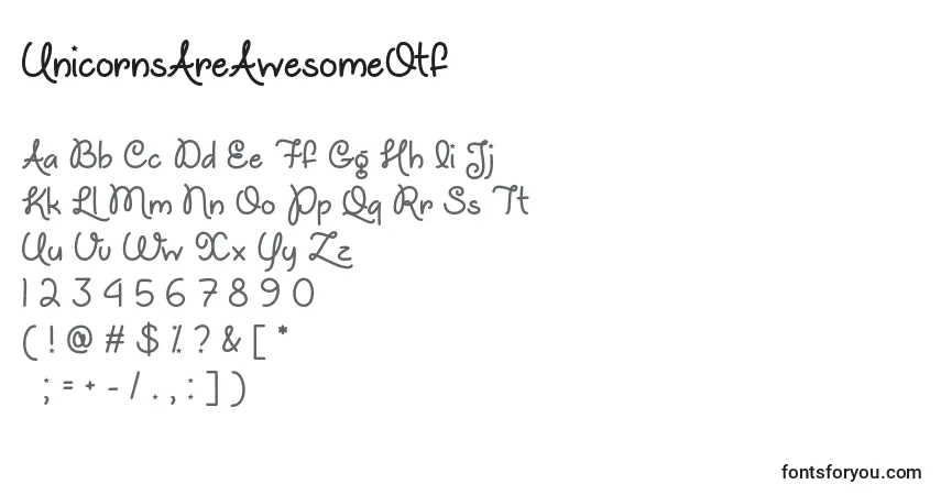 Czcionka UnicornsAreAwesomeOtf – alfabet, cyfry, specjalne znaki