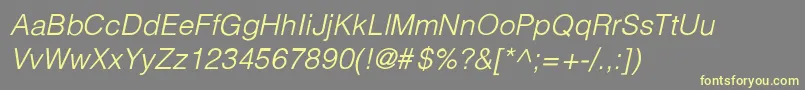 フォントPartridgeLightLightItalic – 黄色のフォント、灰色の背景