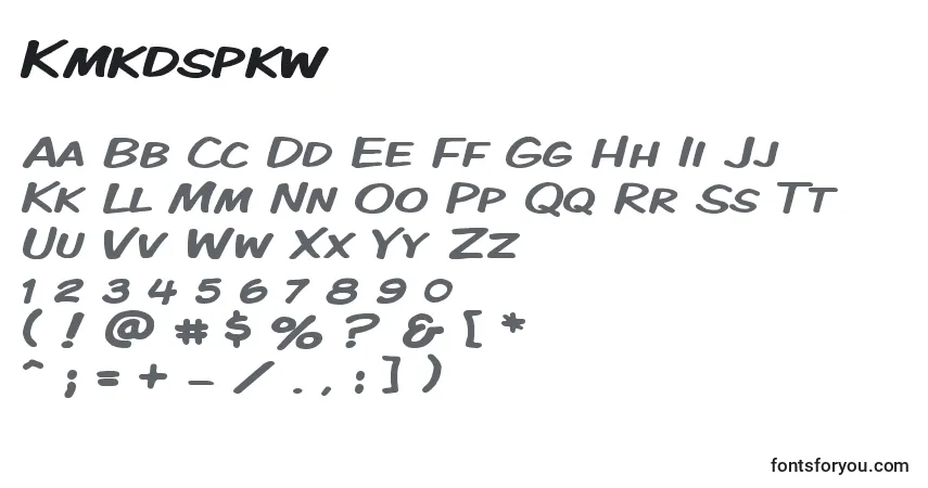 Schriftart Kmkdspkw – Alphabet, Zahlen, spezielle Symbole