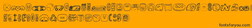 MesoamericaDingsFour-Schriftart – Schwarze Schriften auf orangefarbenem Hintergrund