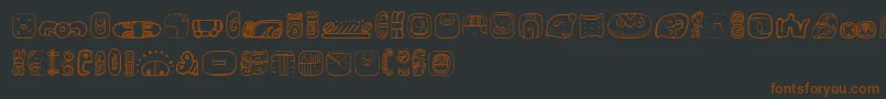 フォントMesoamericaDingsFour – 黒い背景に茶色のフォント