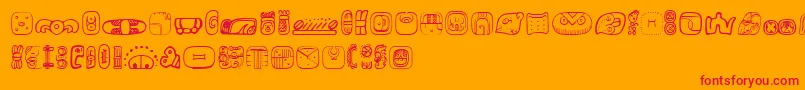Fonte MesoamericaDingsFour – fontes vermelhas em um fundo laranja