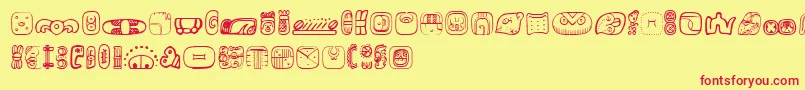 MesoamericaDingsFour Font – Red Fonts on Yellow Background