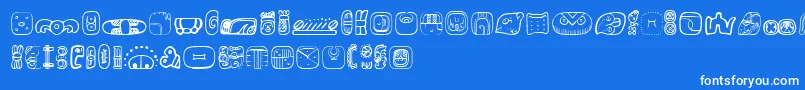MesoamericaDingsFour Font – White Fonts on Blue Background