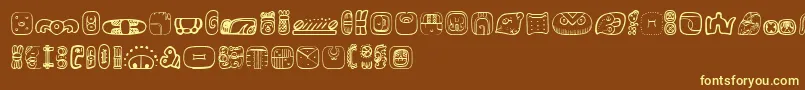 MesoamericaDingsFour Font – Yellow Fonts on Brown Background