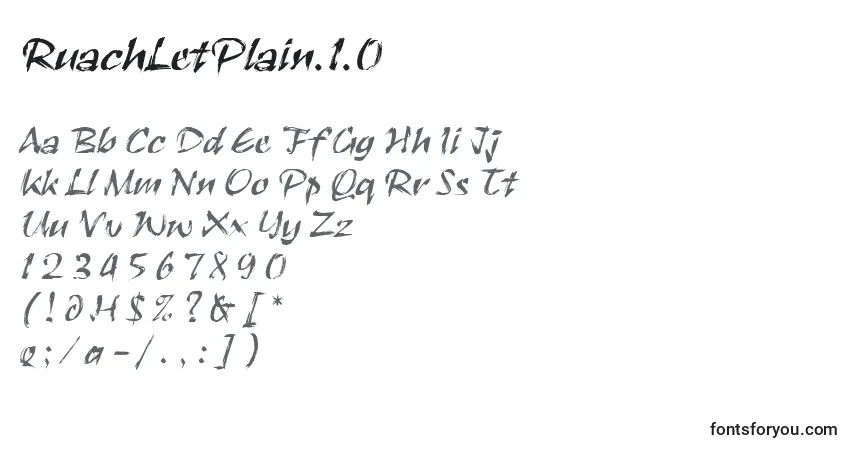 A fonte RuachLetPlain.1.0 – alfabeto, números, caracteres especiais