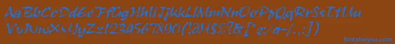RuachLetPlain.1.0-fontti – siniset fontit ruskealla taustalla
