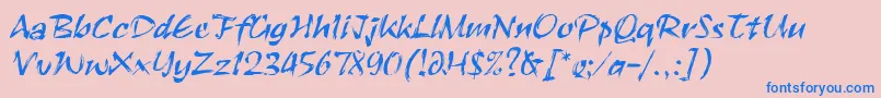 Czcionka RuachLetPlain.1.0 – niebieskie czcionki na różowym tle