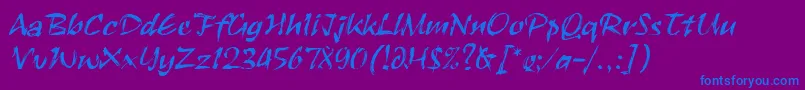 Czcionka RuachLetPlain.1.0 – niebieskie czcionki na fioletowym tle