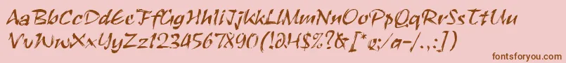 フォントRuachLetPlain.1.0 – ピンクの背景に茶色のフォント