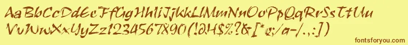 フォントRuachLetPlain.1.0 – 茶色の文字が黄色の背景にあります。