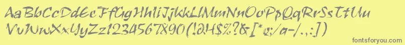 RuachLetPlain.1.0-fontti – harmaat kirjasimet keltaisella taustalla