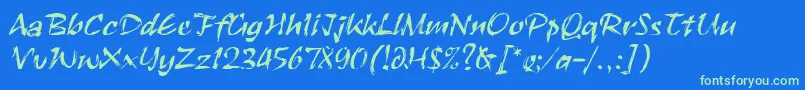 RuachLetPlain.1.0-fontti – vihreät fontit sinisellä taustalla