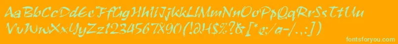 Czcionka RuachLetPlain.1.0 – zielone czcionki na pomarańczowym tle