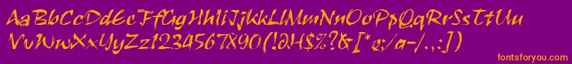 RuachLetPlain.1.0-fontti – oranssit fontit violetilla taustalla