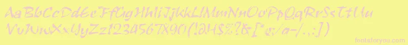 RuachLetPlain.1.0-fontti – vaaleanpunaiset fontit keltaisella taustalla