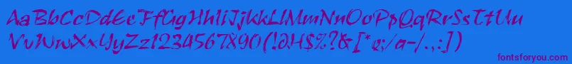 RuachLetPlain.1.0-Schriftart – Violette Schriften auf blauem Hintergrund