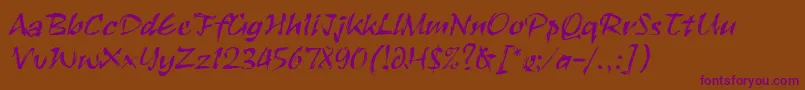 RuachLetPlain.1.0-Schriftart – Violette Schriften auf braunem Hintergrund