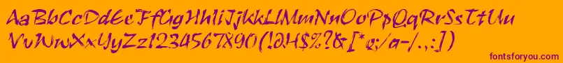 RuachLetPlain.1.0-Schriftart – Violette Schriften auf orangefarbenem Hintergrund
