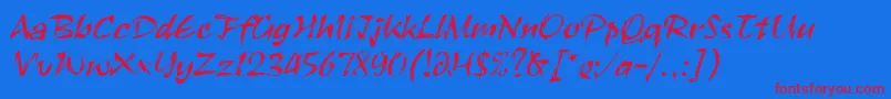 フォントRuachLetPlain.1.0 – 赤い文字の青い背景