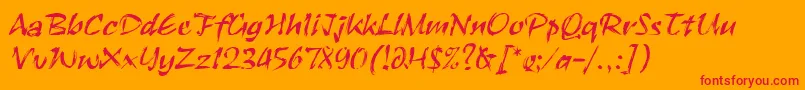 フォントRuachLetPlain.1.0 – オレンジの背景に赤い文字