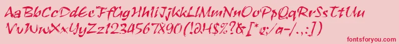フォントRuachLetPlain.1.0 – ピンクの背景に赤い文字