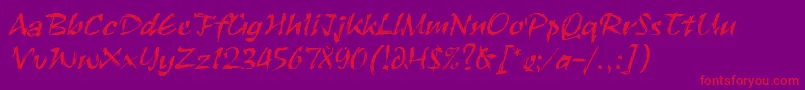 RuachLetPlain.1.0-fontti – punaiset fontit violetilla taustalla